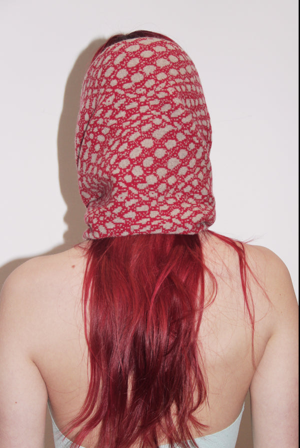 RUI Jacquard Cashmere Scarf RAW22AC02 Merlot&Ficelle Crimson & Camel Brown